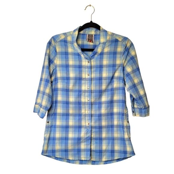 Helly Hansen Blue Plaid Button Front Shirt - Picture 1 of 5